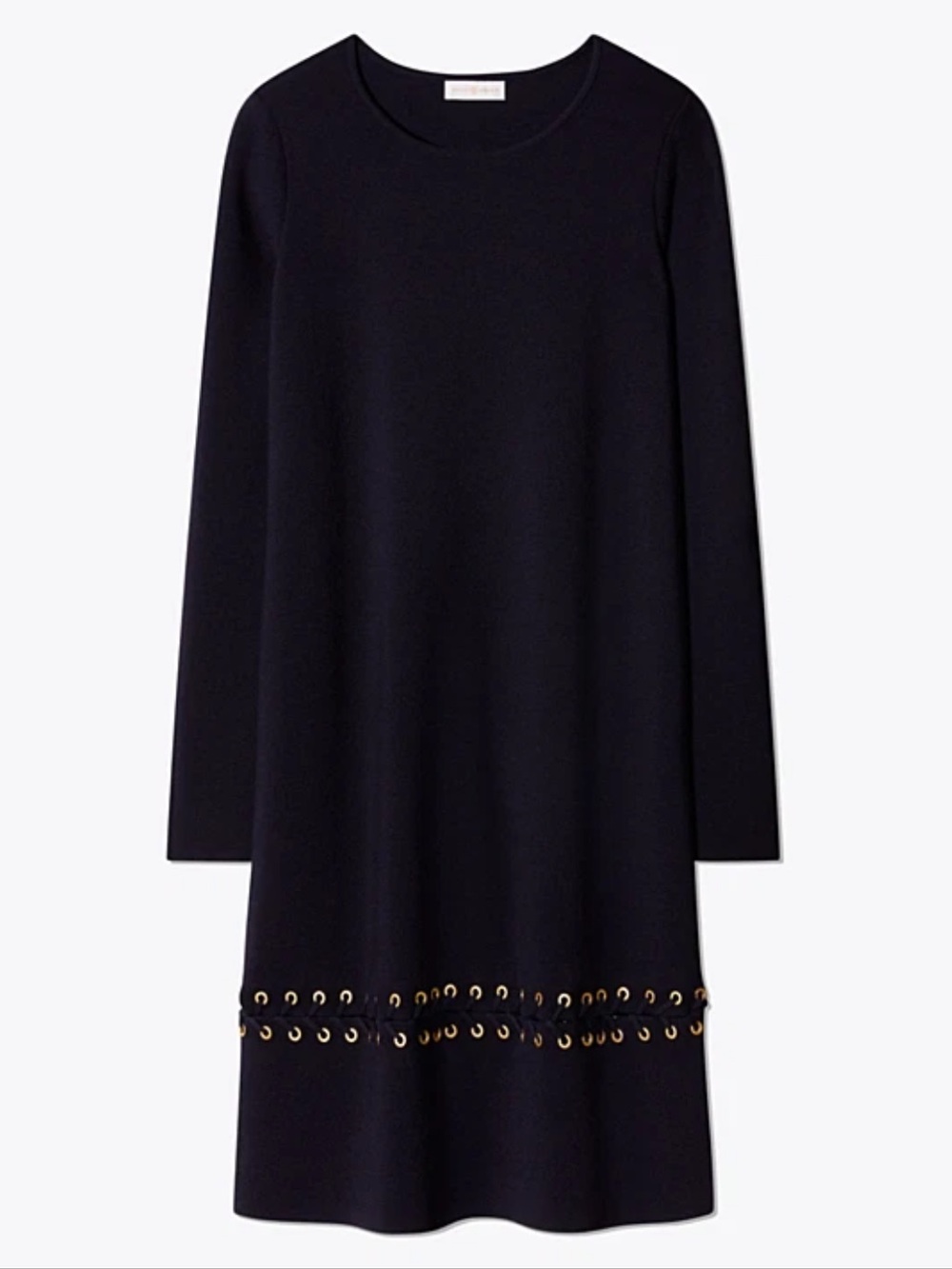 Tory Burch Harley Merino Wool Lace-Up Grommet Dress Navy Blue Small long sleeve - Picture 4 of 14